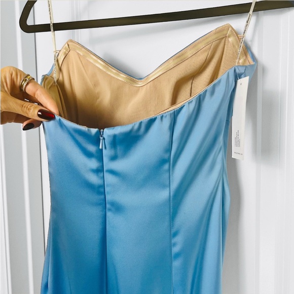 Katie May Taylor Gown in French Blue Bustier Strapless Maxi Dress Satin Small S - Picture 5 of 14